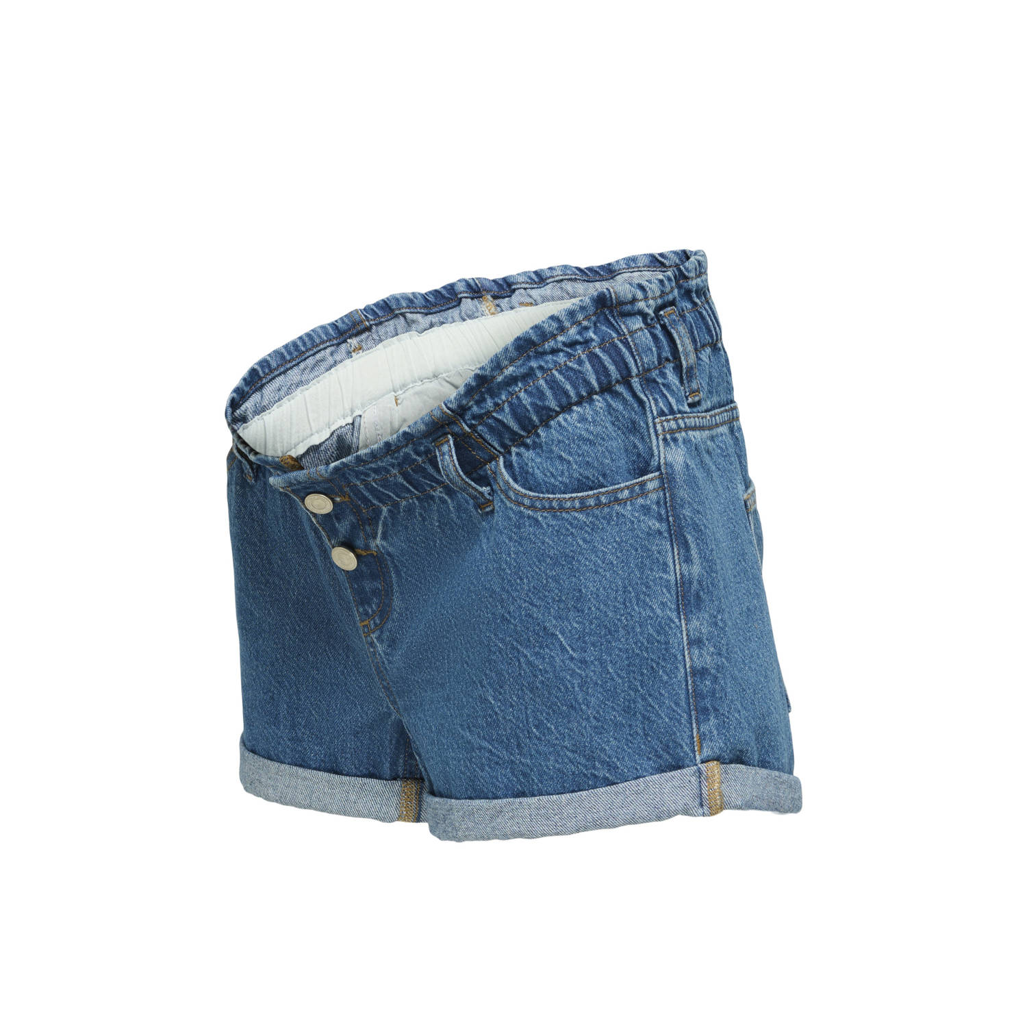 ONLY MATERNITY denim regular waist zwangerschaps paperbag short medium blue denim