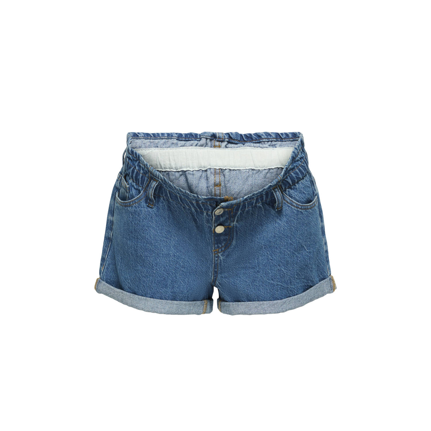 ONLY MATERNITY denim regular waist zwangerschaps paperbag short medium blue denim