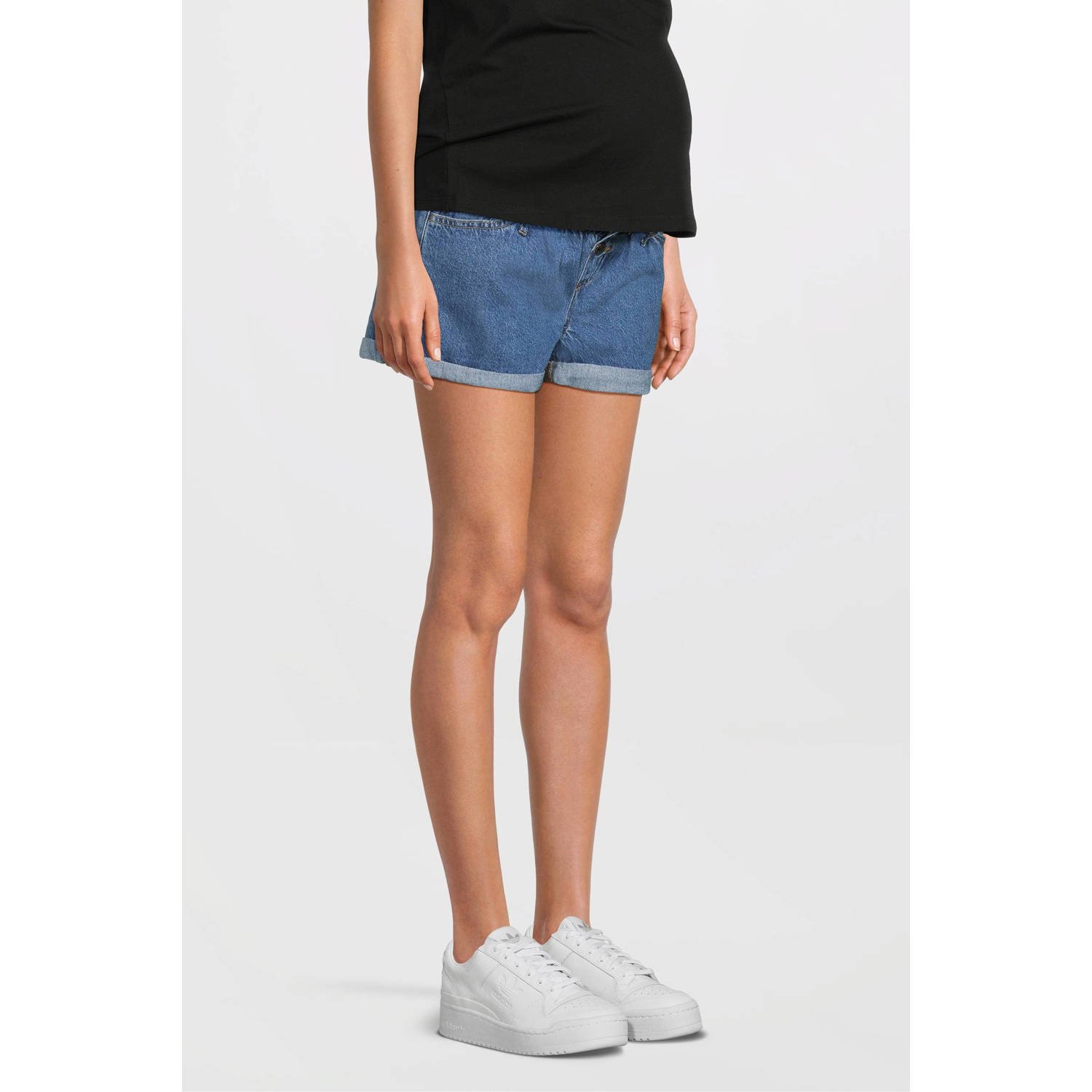 ONLY MATERNITY denim regular waist zwangerschaps paperbag short medium blue denim