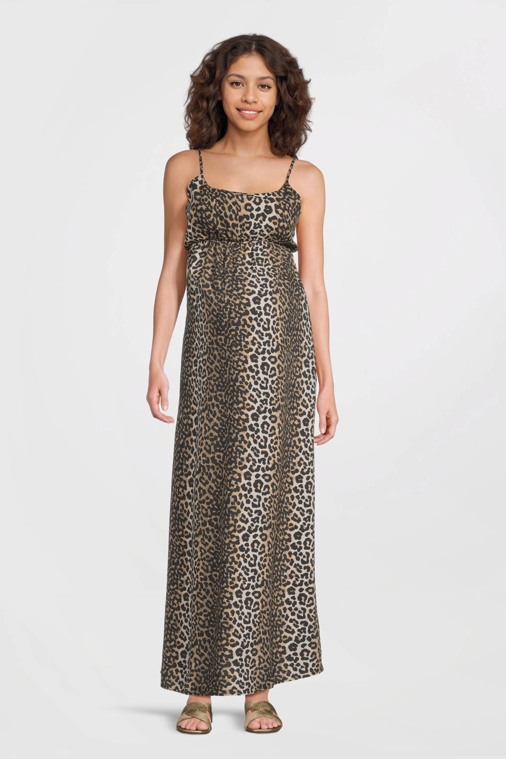 ONLY MATERNITY zwangerschaps maxi jurk lichtbruin