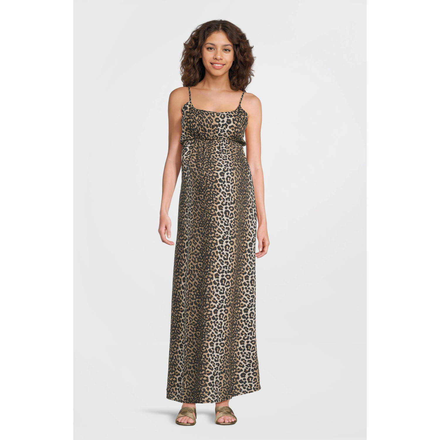 ONLY MATERNITY zwangerschaps maxi jurk lichtbruin