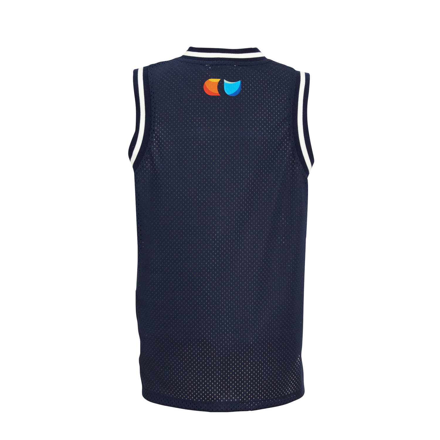 Coolcat mesh singlet met printopdruk Mase donkerblauw