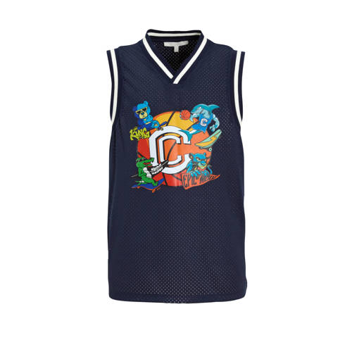 Coolcat mesh singlet met printopdruk Mase donkerblauw afbeelding