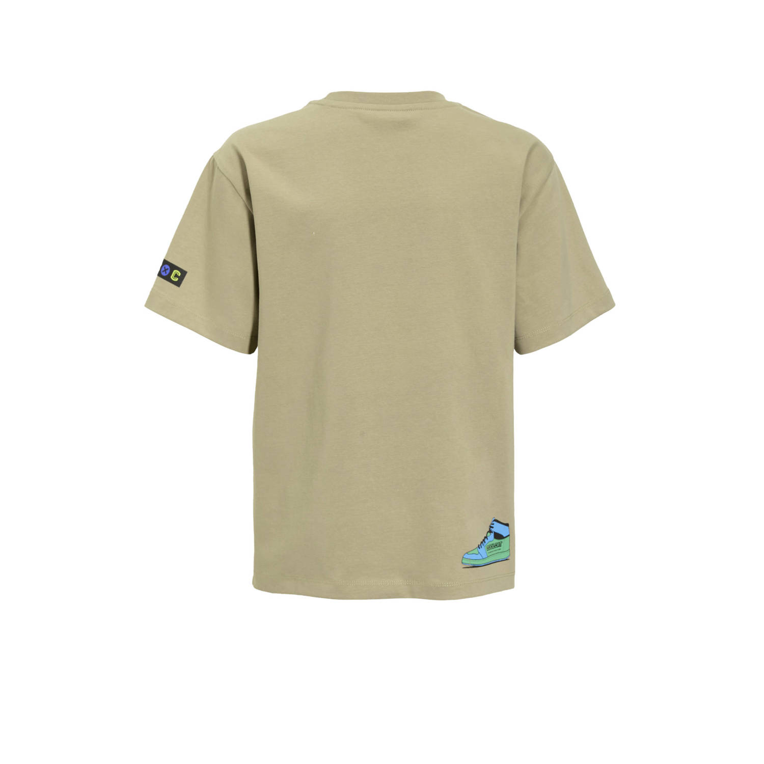 Coolcat relaxed T-shirt met printopdruk Zane beige