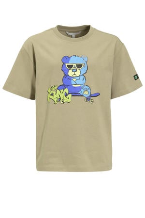relaxed T-shirt met printopdruk Zane beige