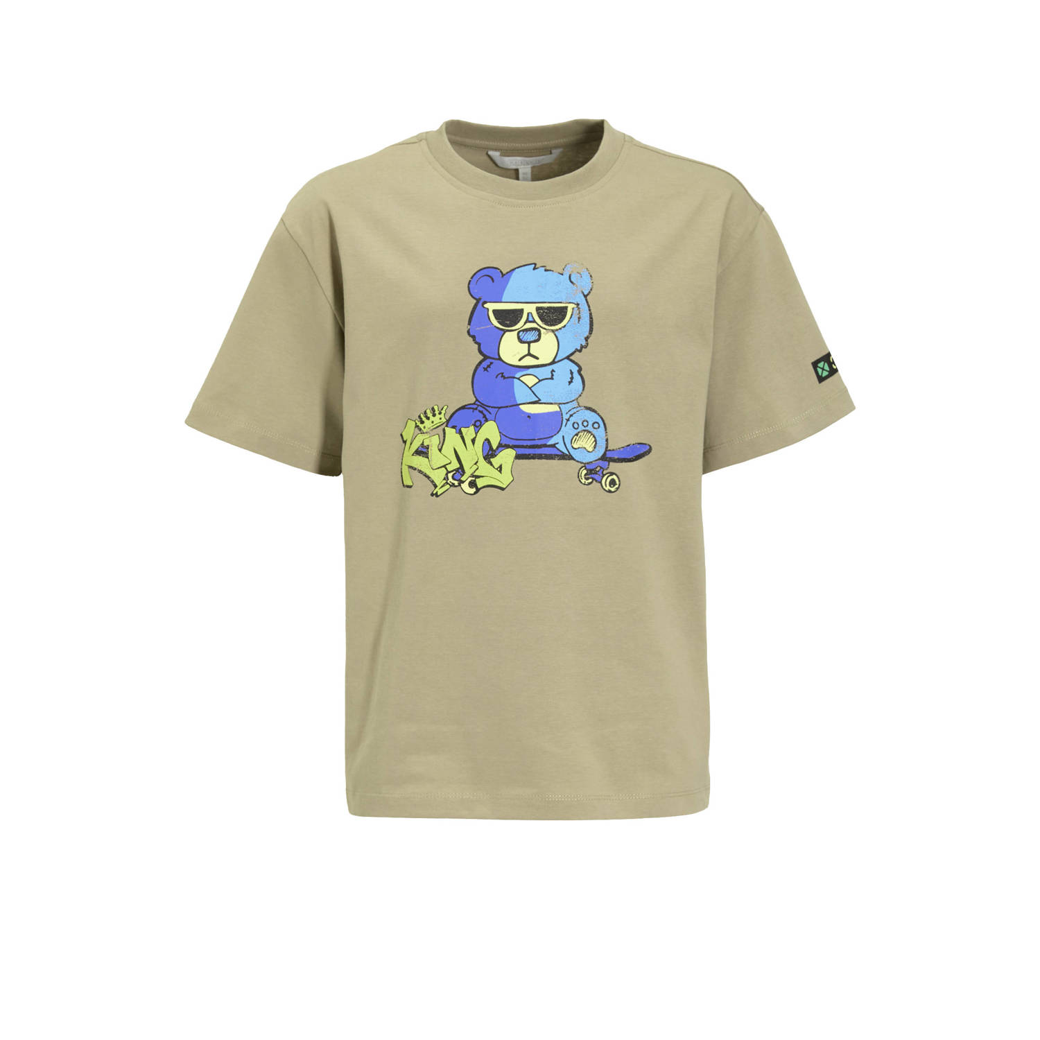 Coolcat relaxed T-shirt met printopdruk Zane beige