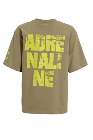 oversized T-shirt met printopdruk Brad donkerzand