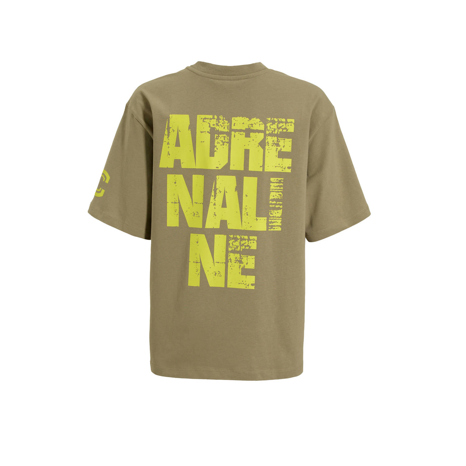 Coolcat oversized T-shirt met printopdruk Brad donkerzand