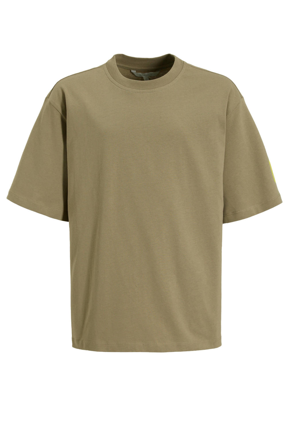Zandkleurige jongens Coolcat oversized T-shirt Brad van katoen met backprint, korte mouwen en ronde hals