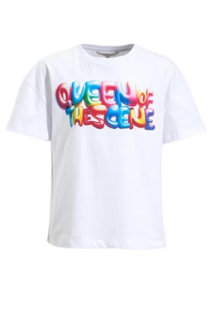 oversized T-shirt met printopdruk Mila wit