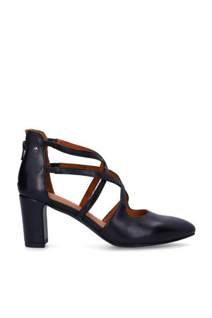 leren pumps met bandjes zwart