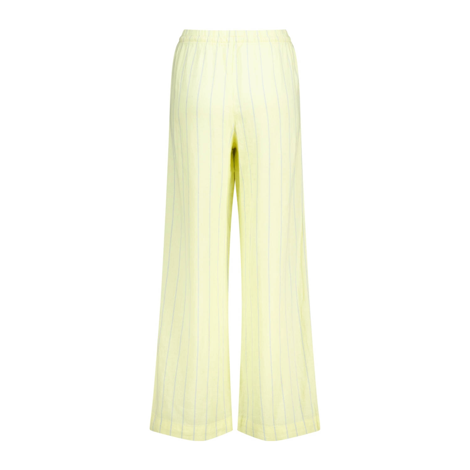 America Today linnen straight regular waist casual broek geel