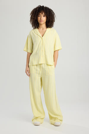 linnen straight regular waist casual broek geel