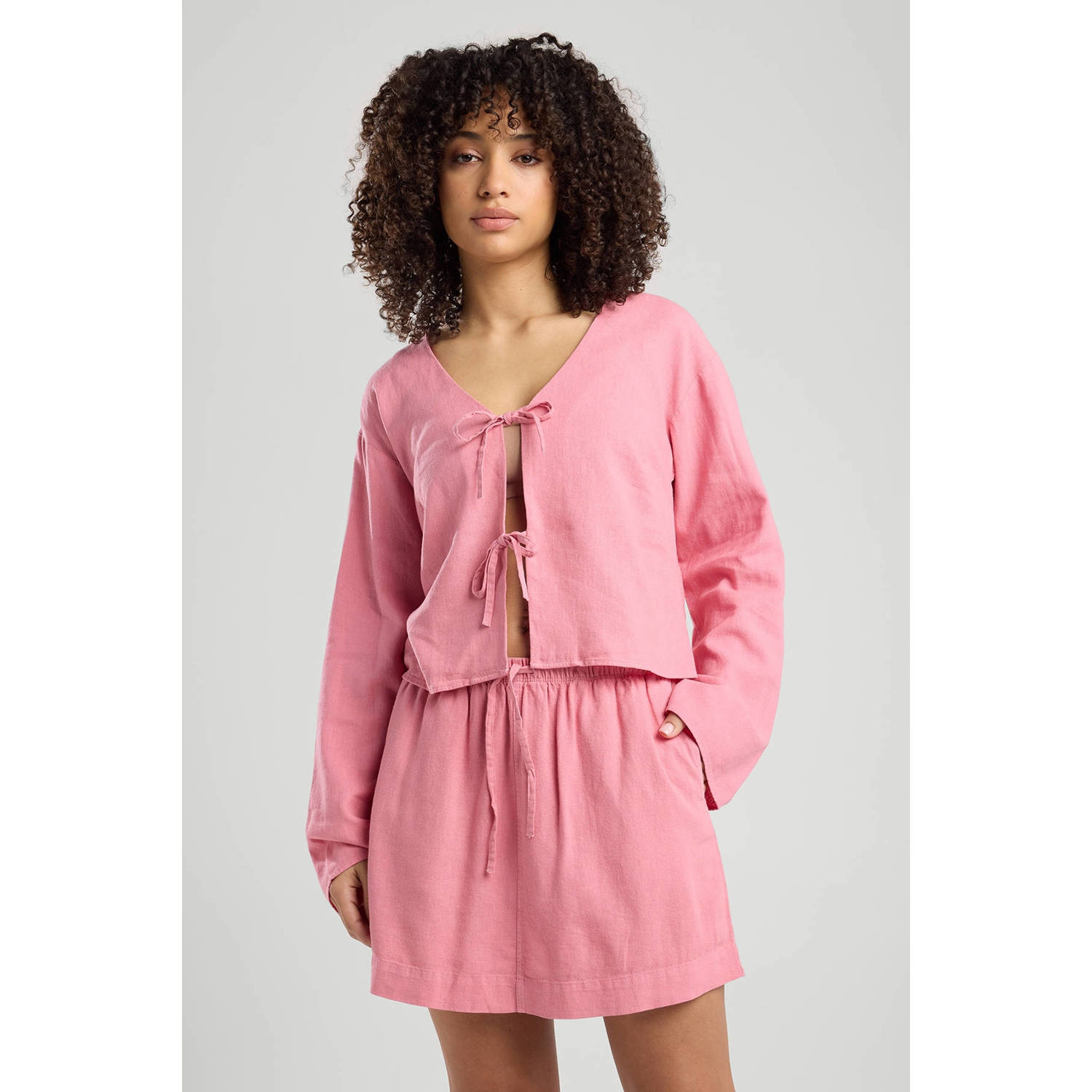 America Today linnen skort roze