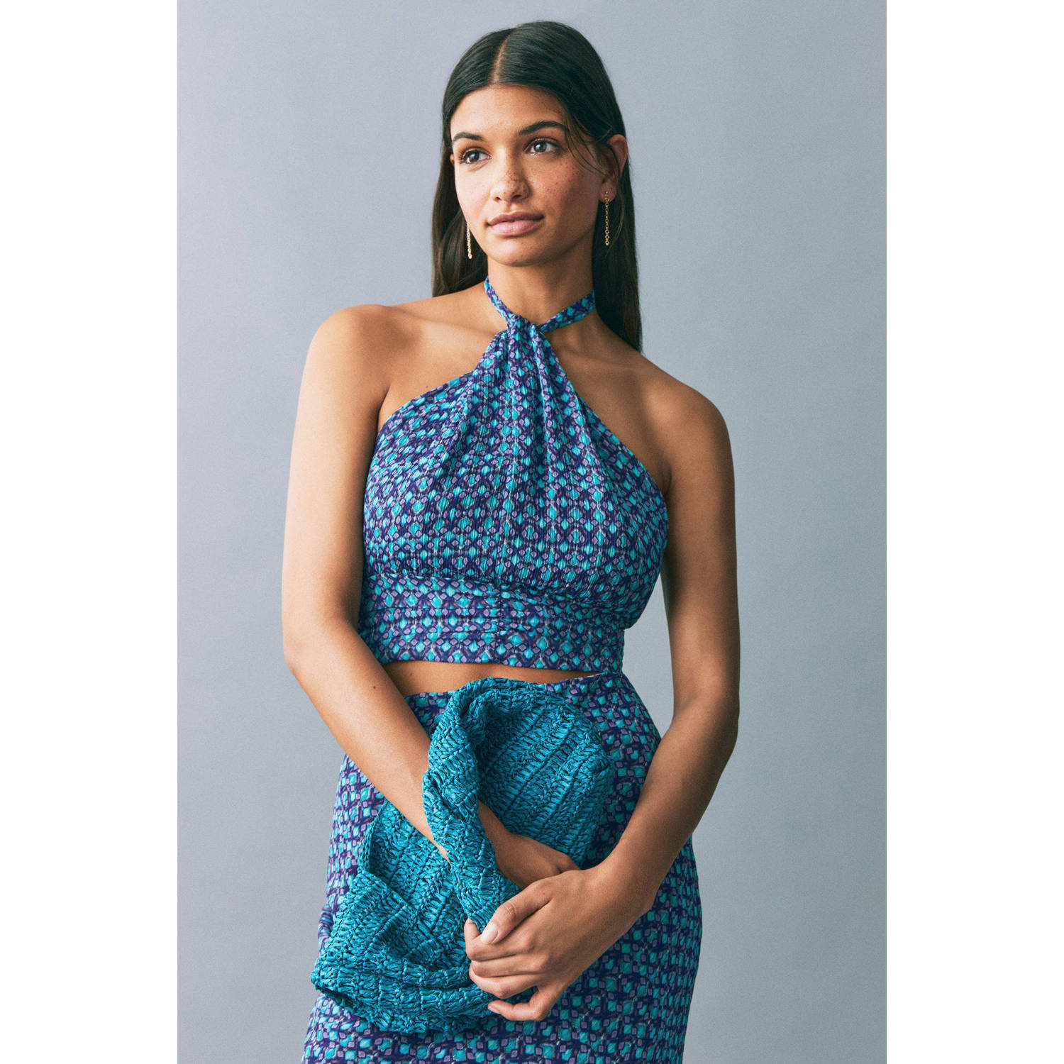 MANGO TEEN cropped top turquoise