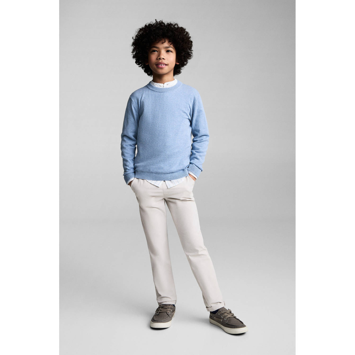 Mango Kids trui blauw fijn gebreid