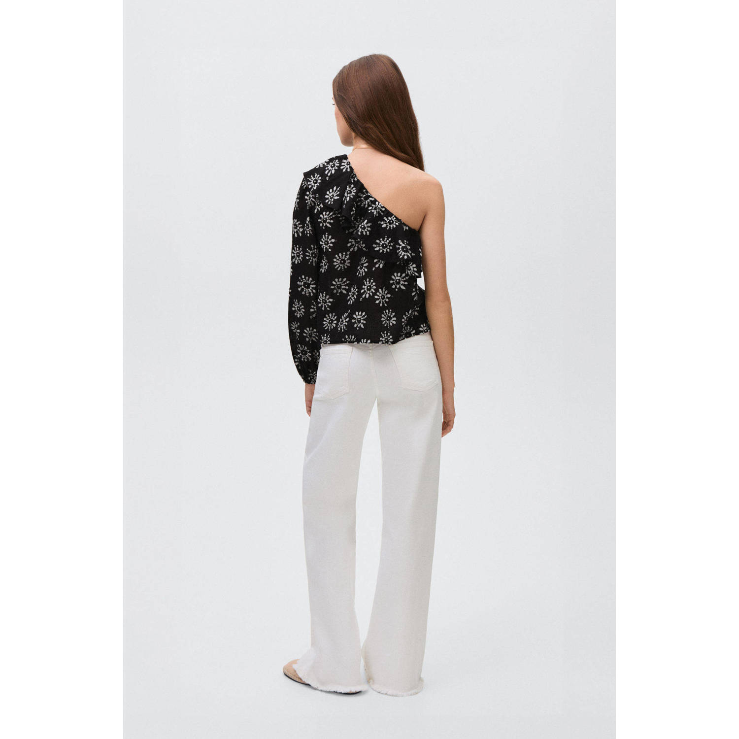 MANGO TEEN one shoulder top zwart