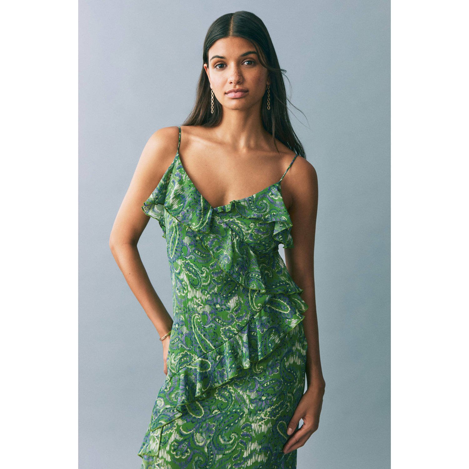 MANGO TEEN midi jurk groen