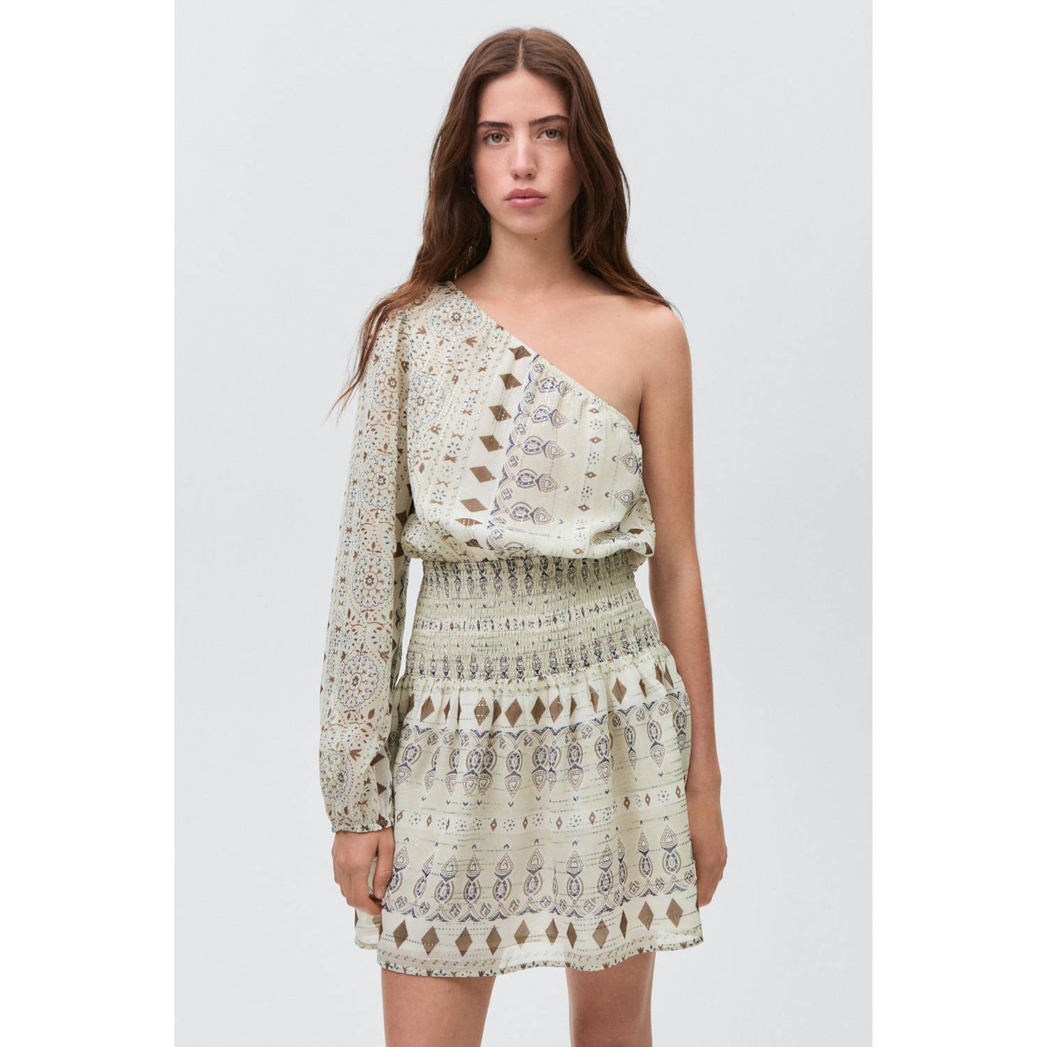MANGO TEEN korte jurk met glitter lichtgroen