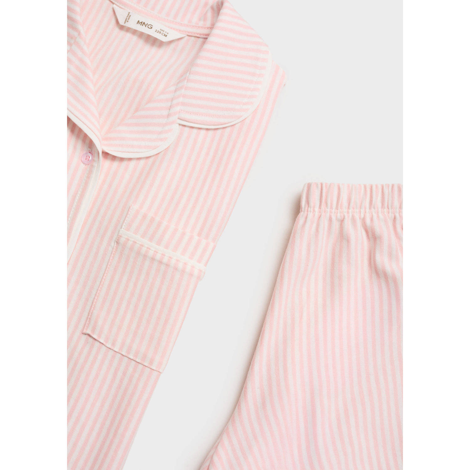 Mango Kids gestreepte shortama lichtroze