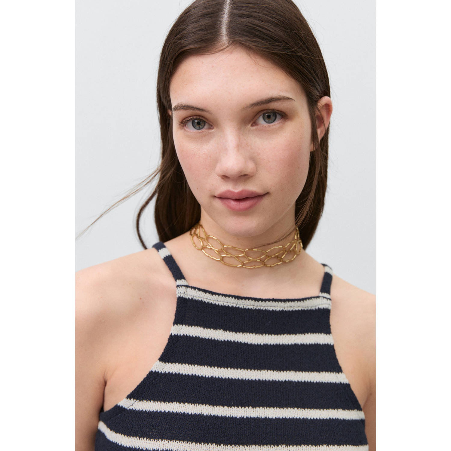 MANGO TEEN cropped top donkerblauw fijn gebreid
