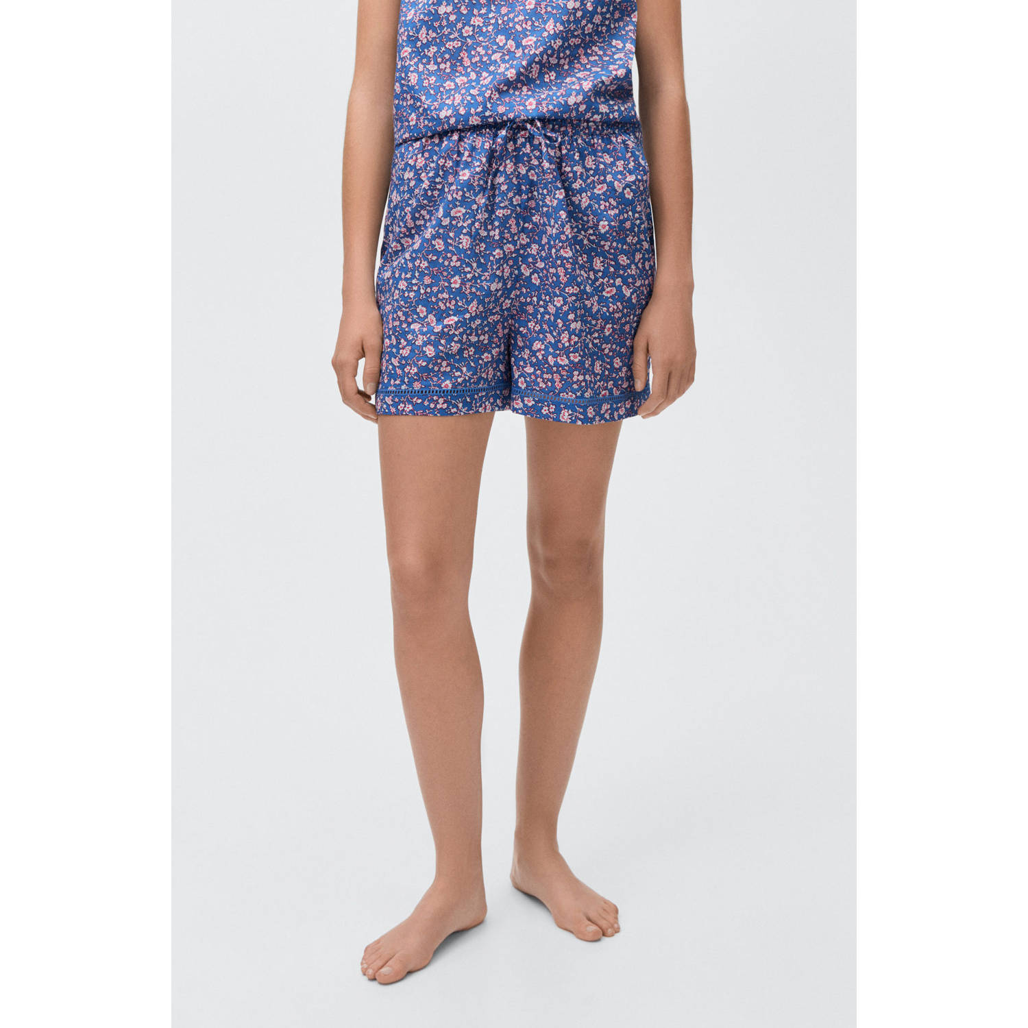 MANGO TEEN shortama met all over print blauw wit rood