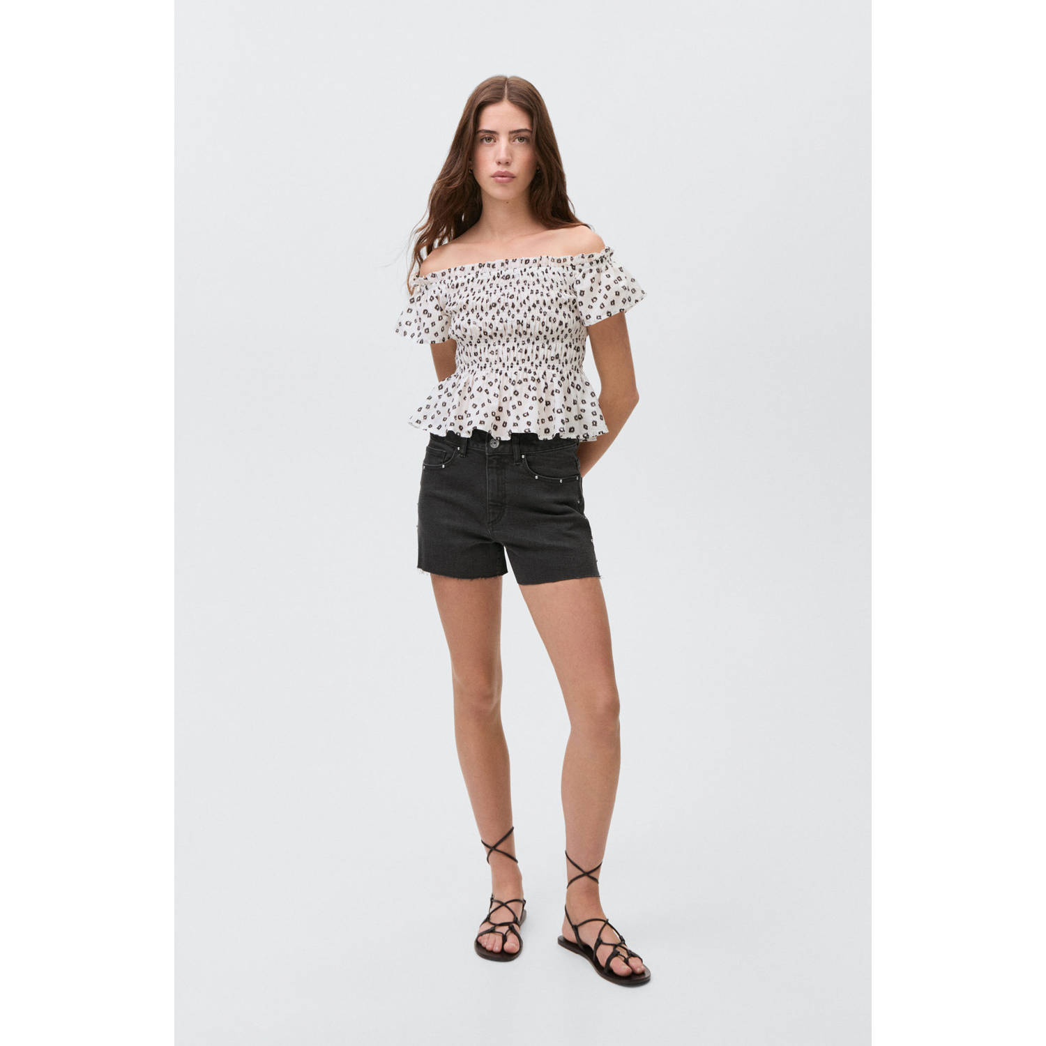 MANGO TEEN denim short black denim