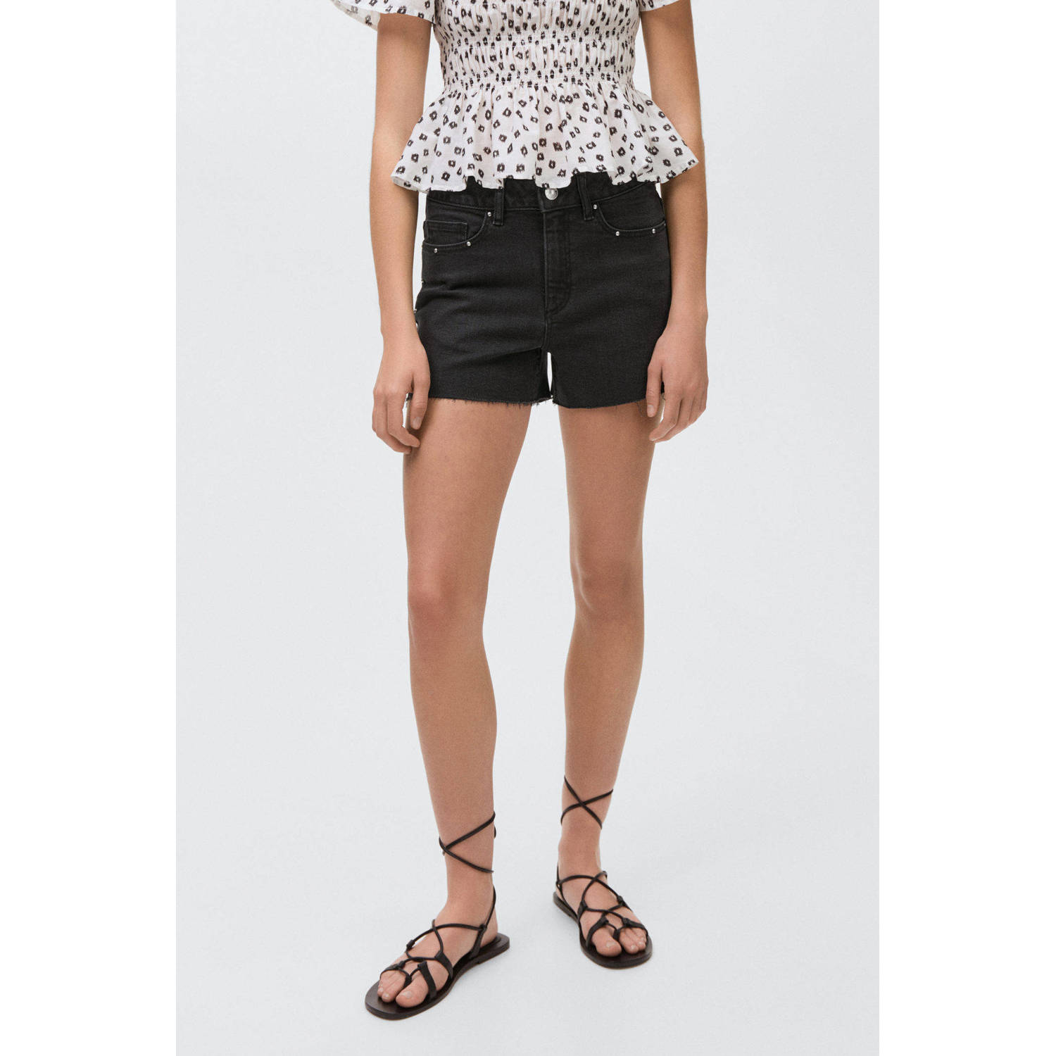 MANGO TEEN denim short black denim