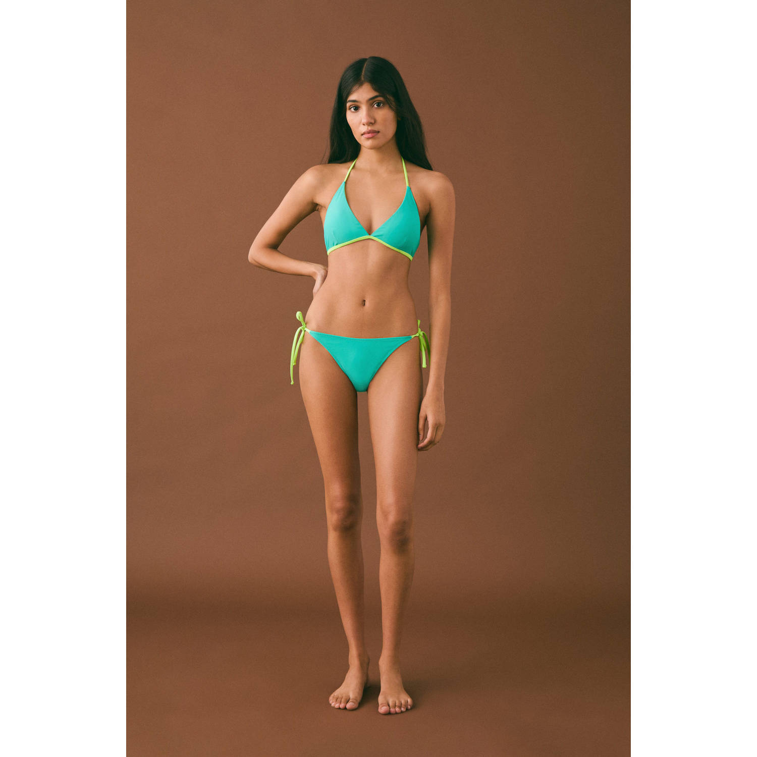 MANGO TEEN triangel bikini turquoise limegroen