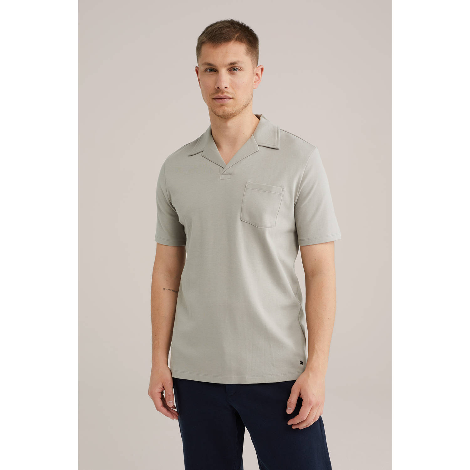 WE Fashion slim polo grijs