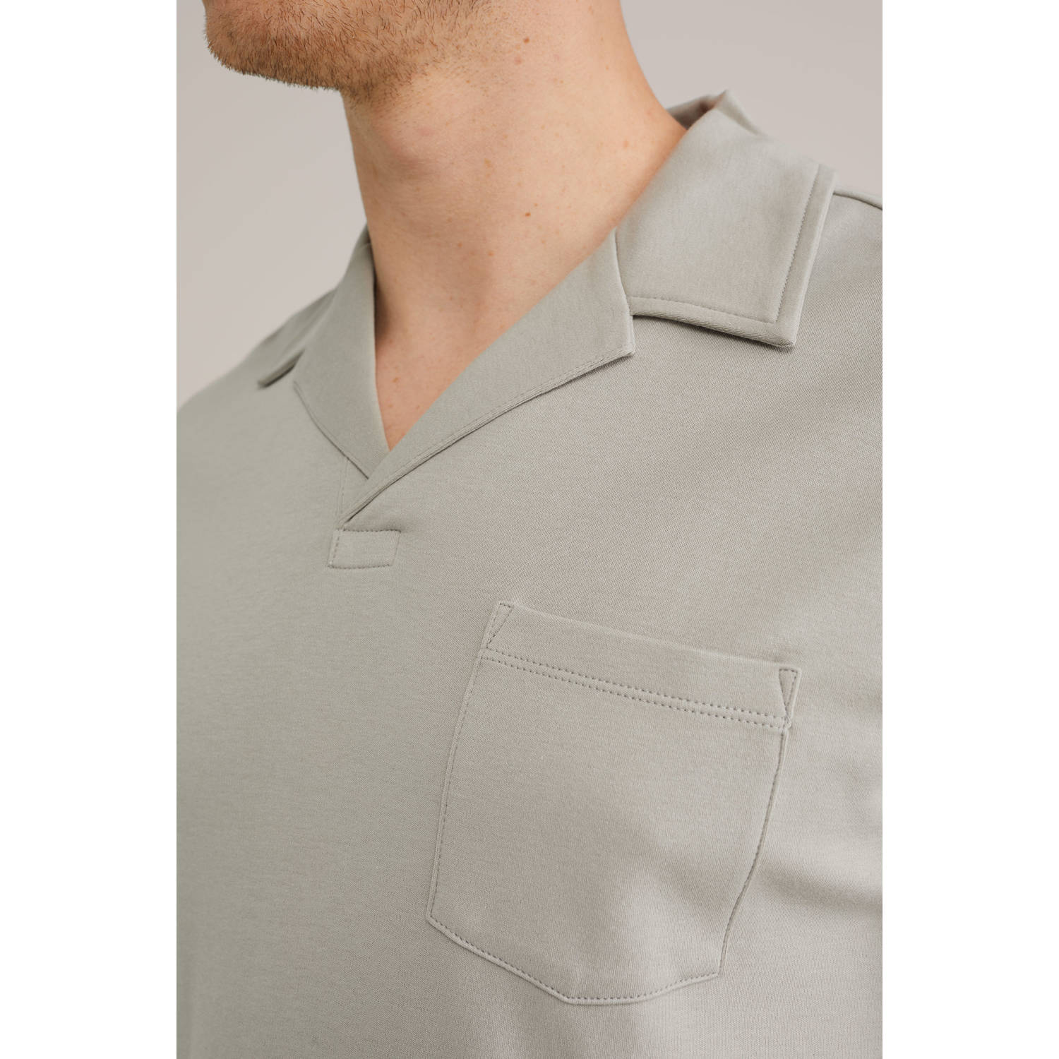 WE Fashion slim polo grijs