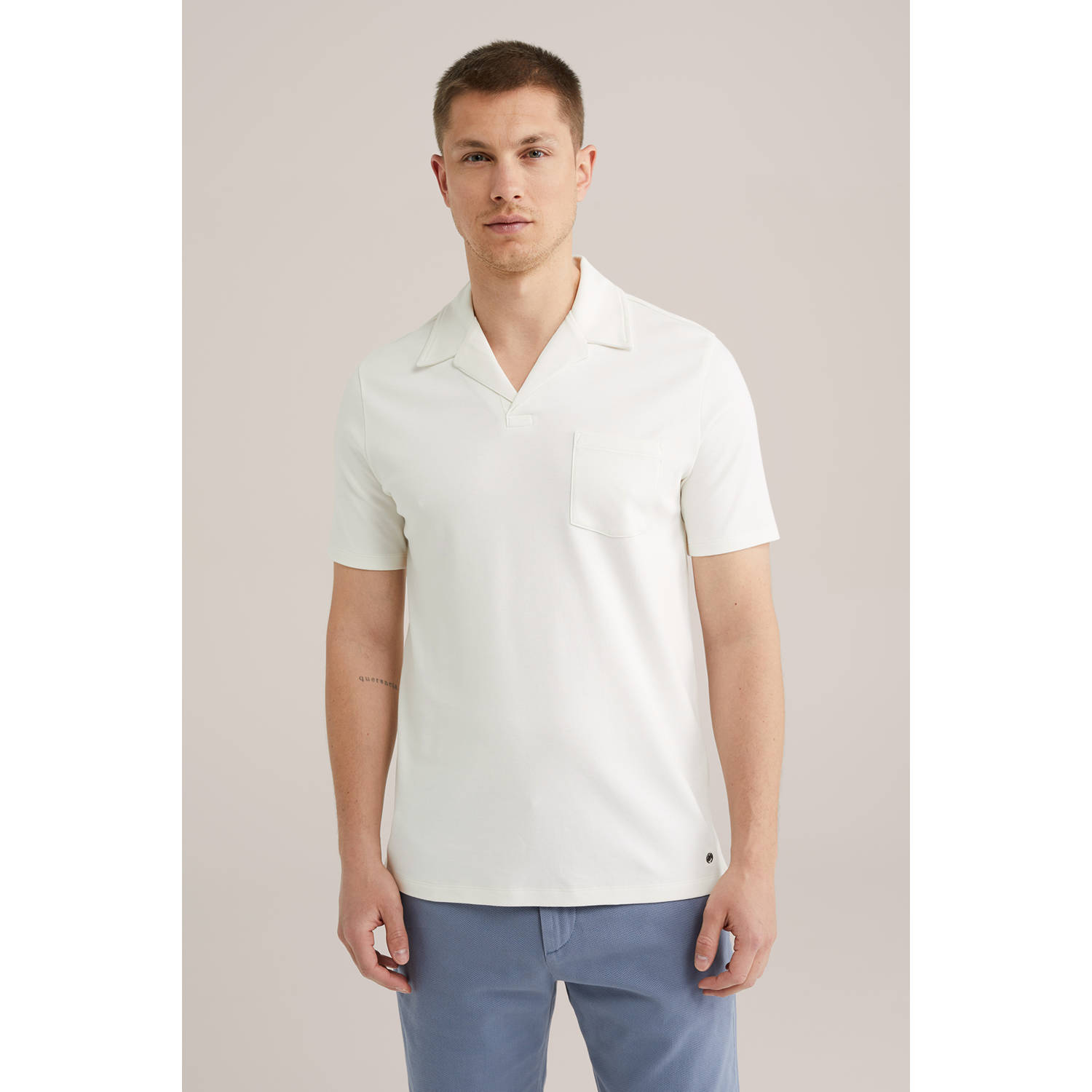 WE Fashion slim polo ecru