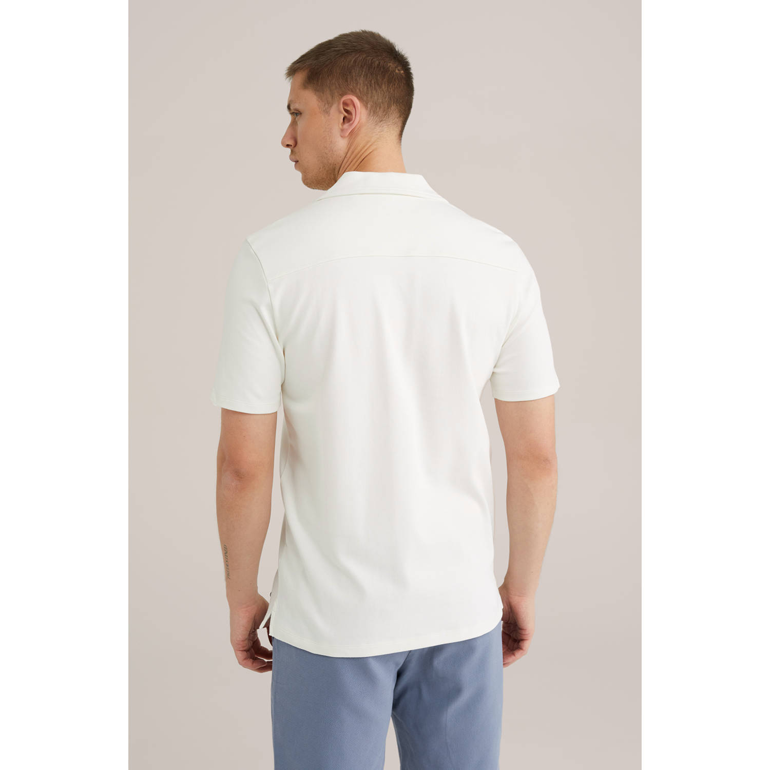 WE Fashion slim polo ecru