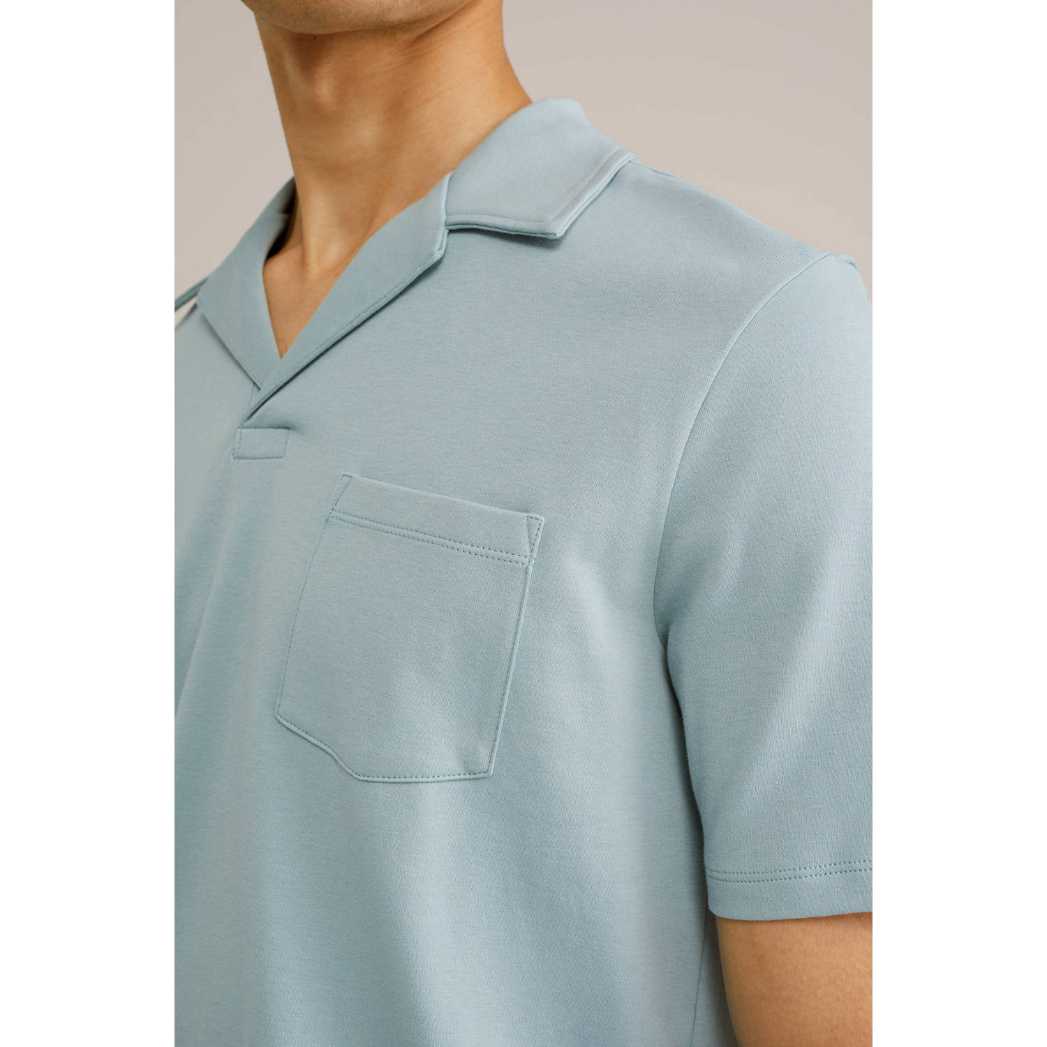 WE Fashion slim polo lichtblauw