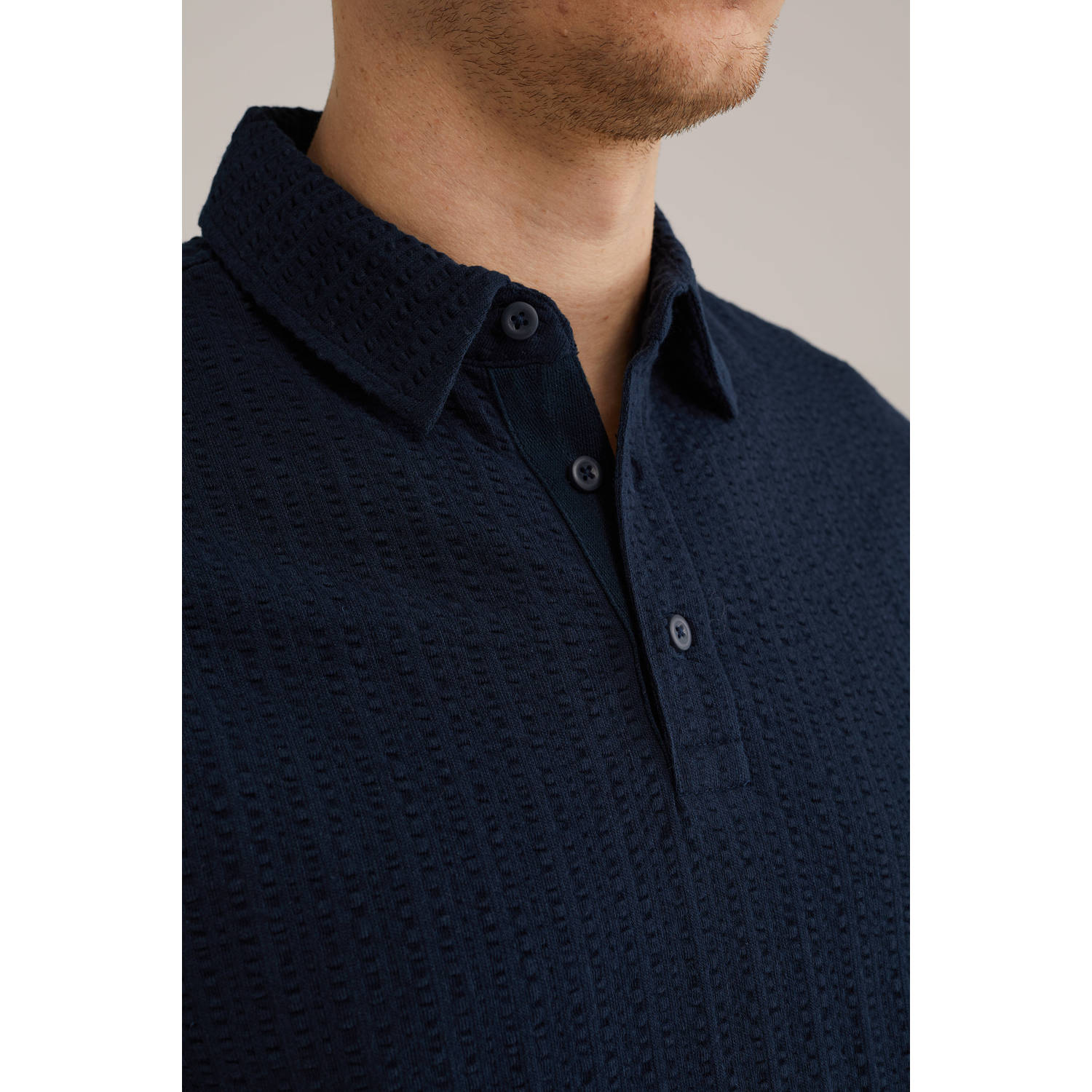 WE Fashion regular polo donkerblauw