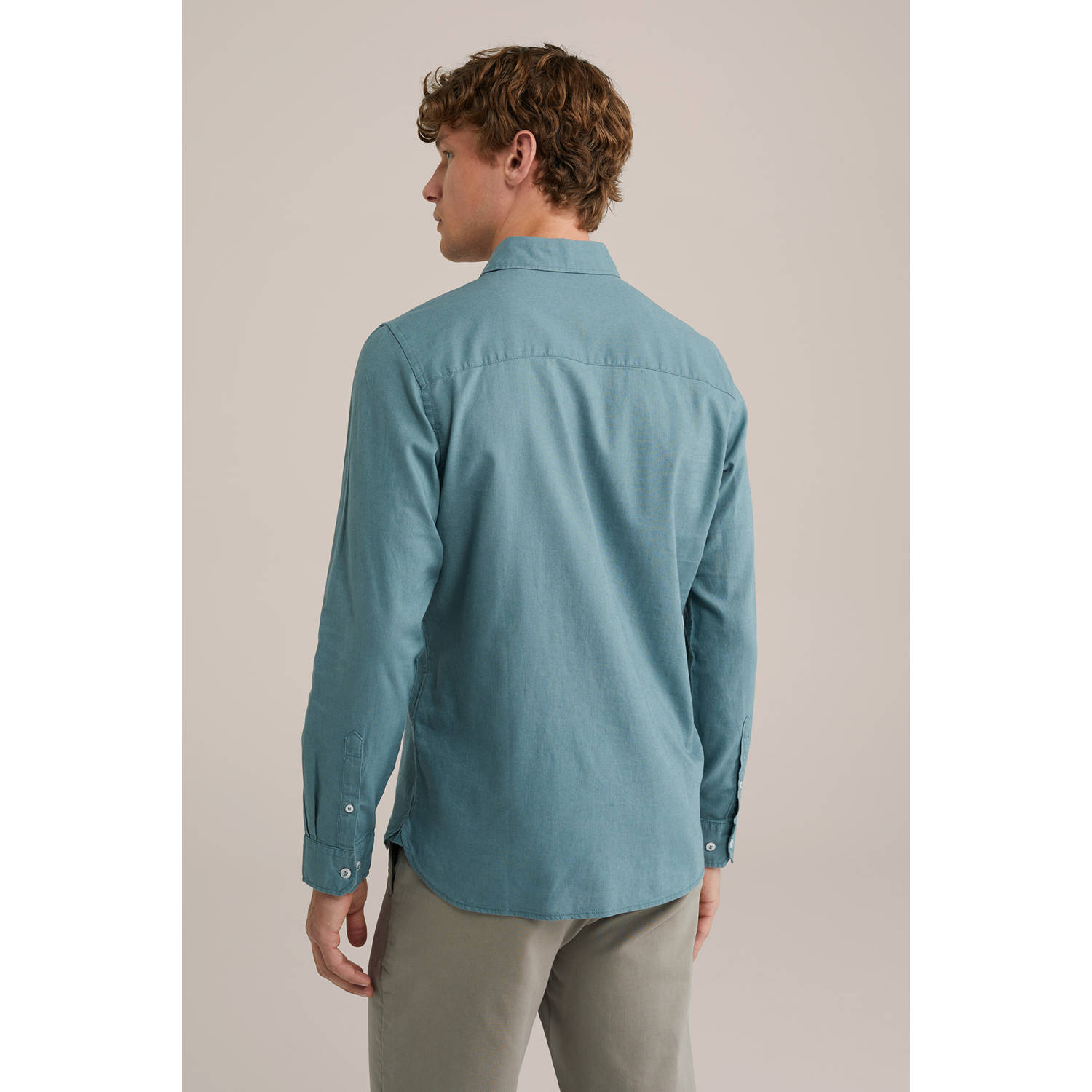 WE Fashion linnen casual overhemd blauw