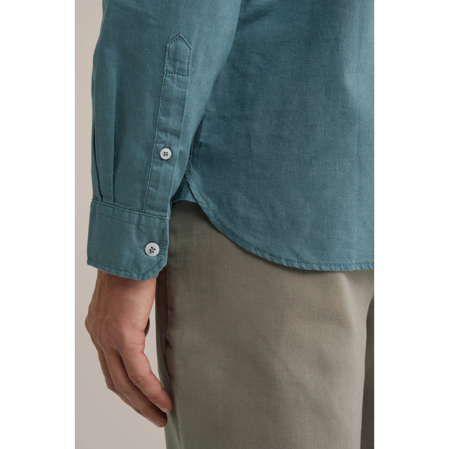 WE Fashion linnen casual overhemd blauw