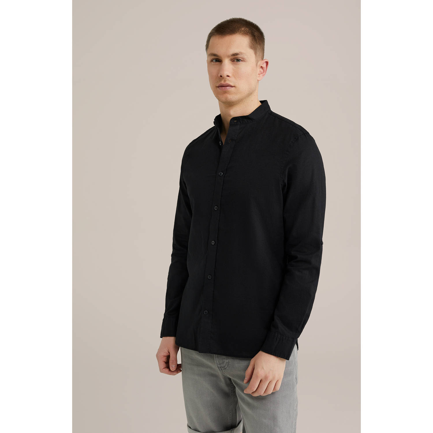 WE Fashion linnen casual overhemd zwart
