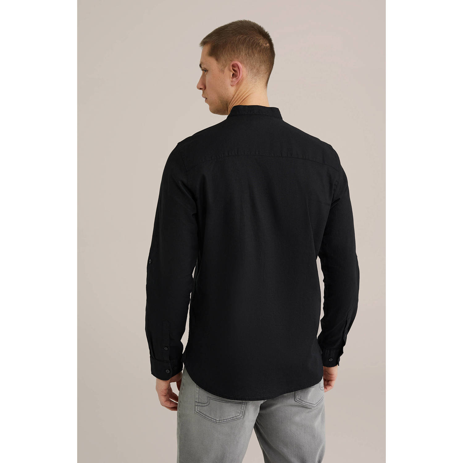 WE Fashion linnen casual overhemd zwart