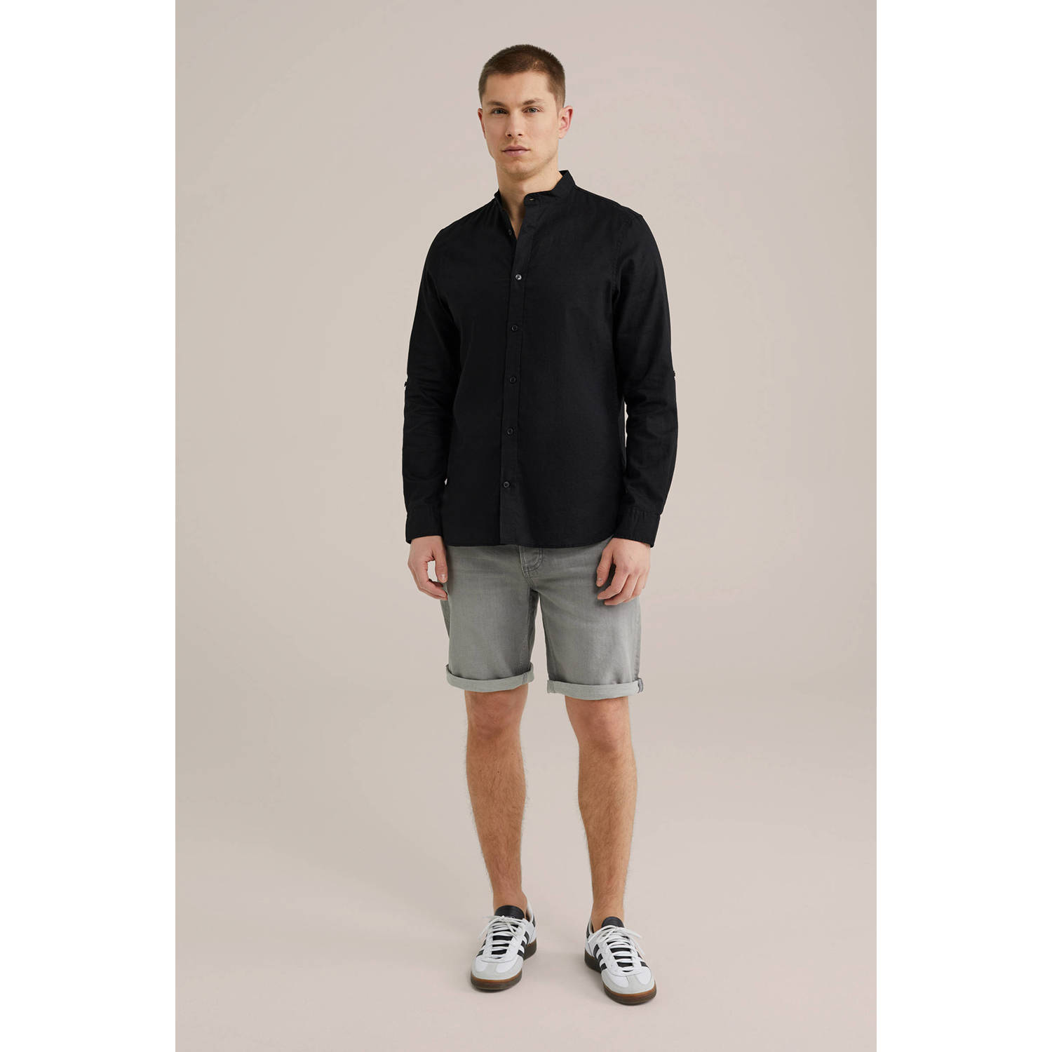 WE Fashion linnen casual overhemd zwart