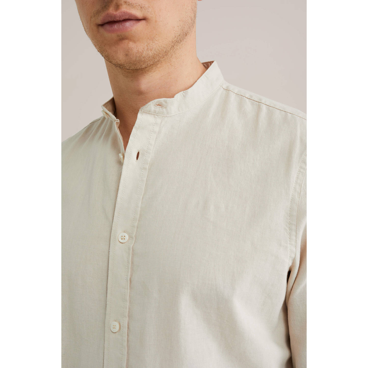 WE Fashion linnen casual overhemd ecru