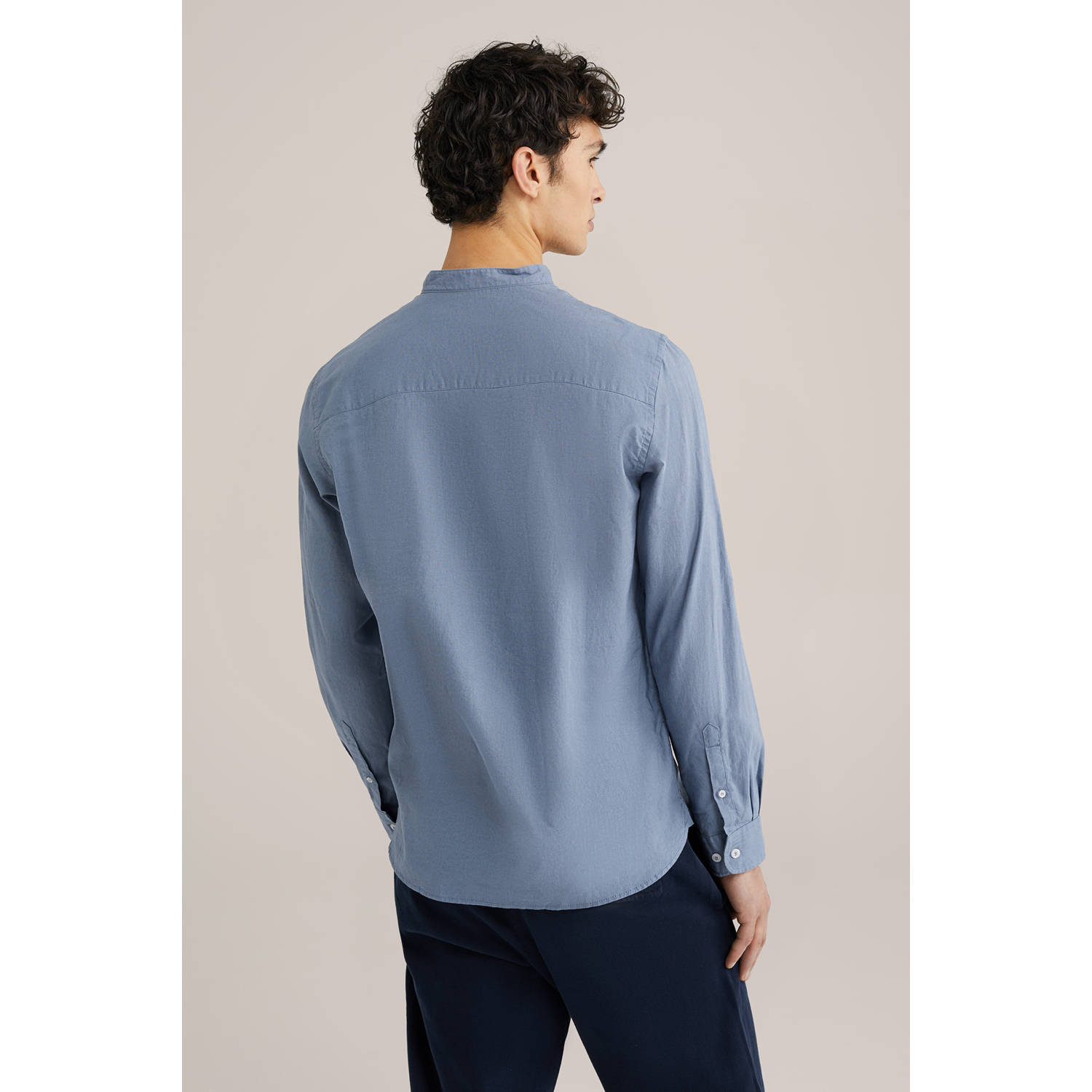 WE Fashion linnen casual overhemd blauw