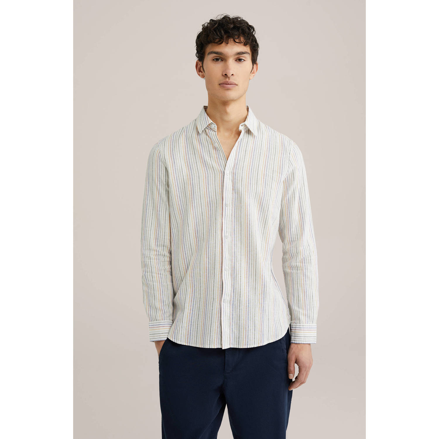 WE Fashion WE Fundamentals linnen casual overhemd multi