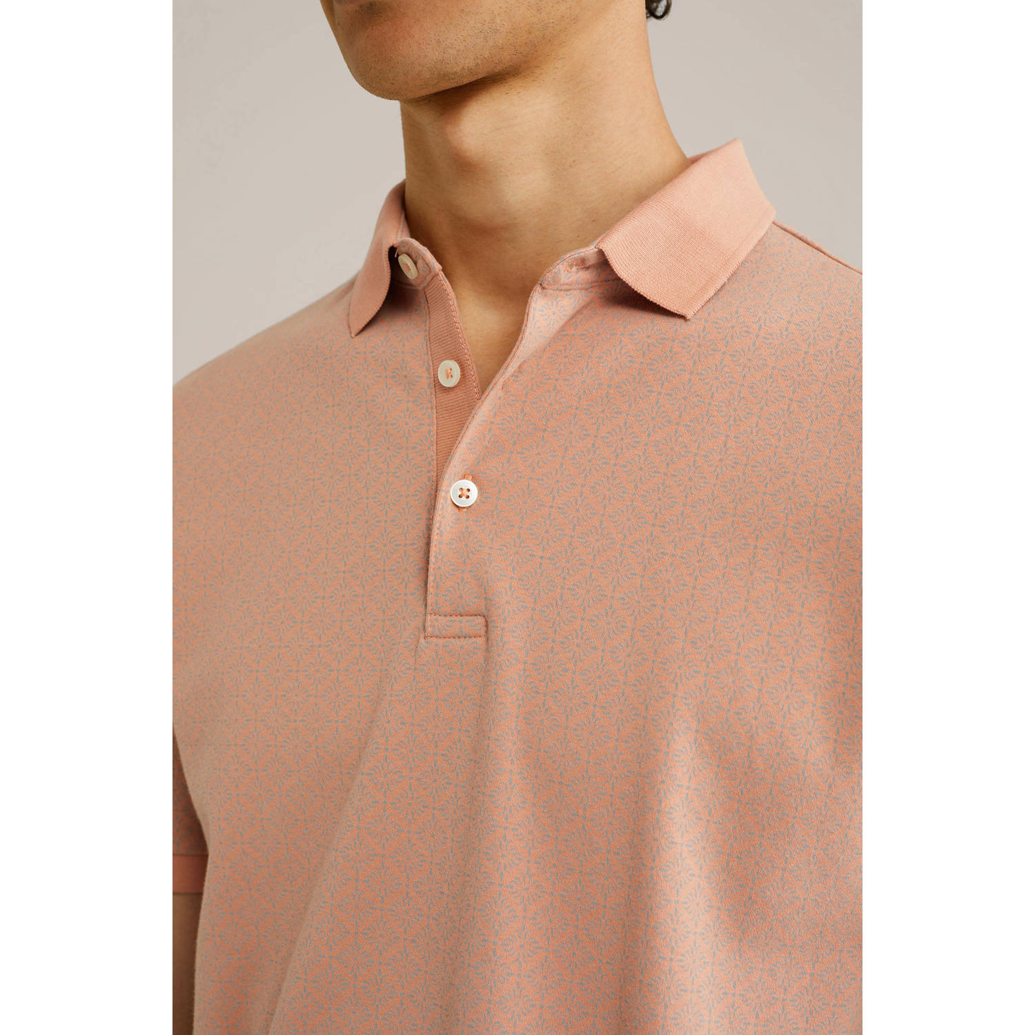 WE Fashion slim polo zalm