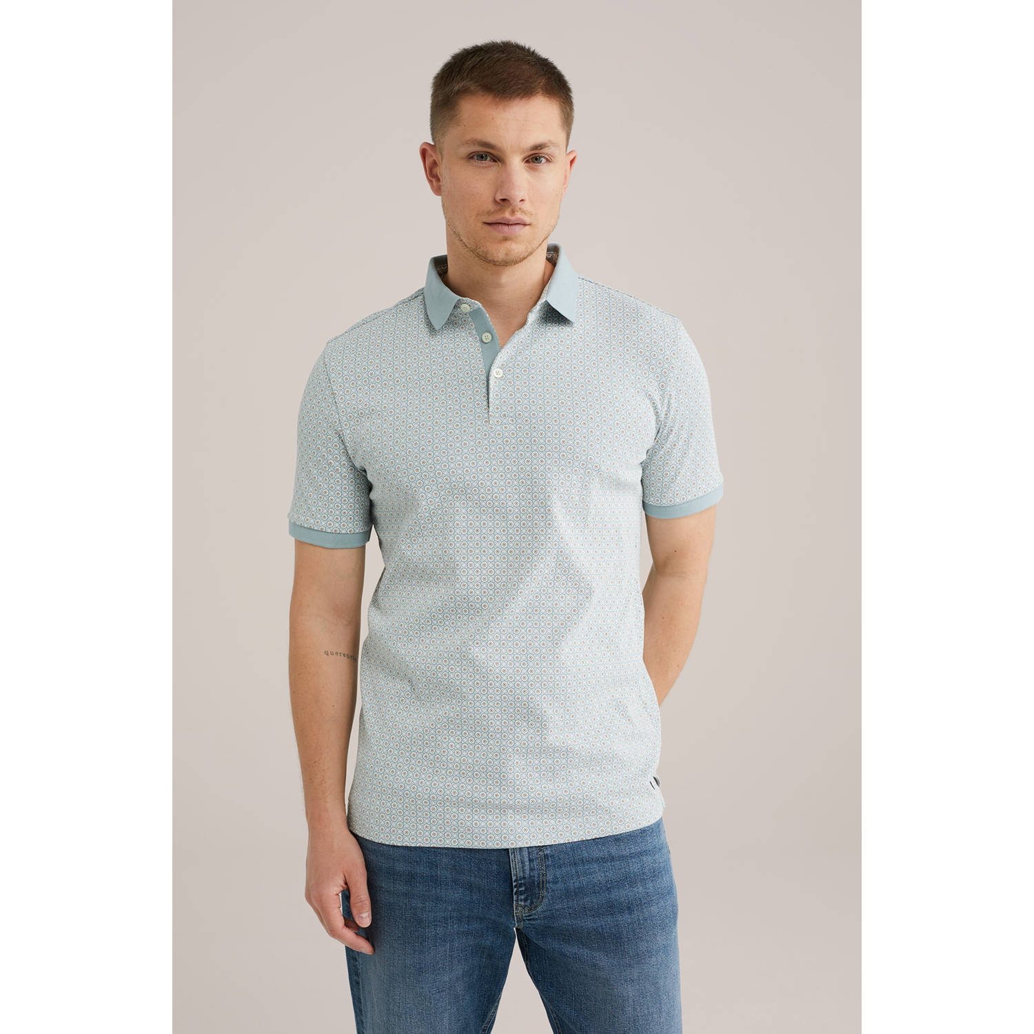 WE Fashion slim polo lichtblauw