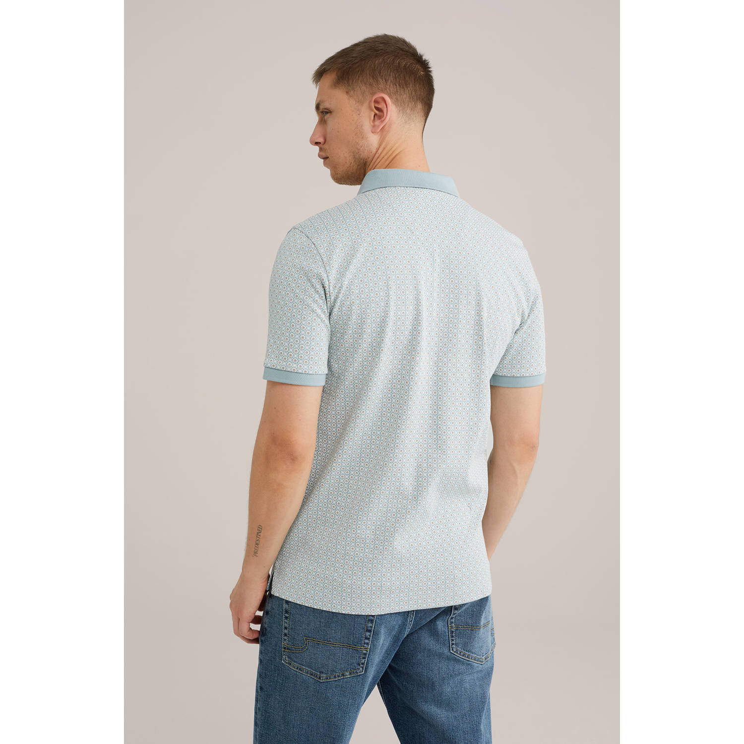 WE Fashion slim polo lichtblauw
