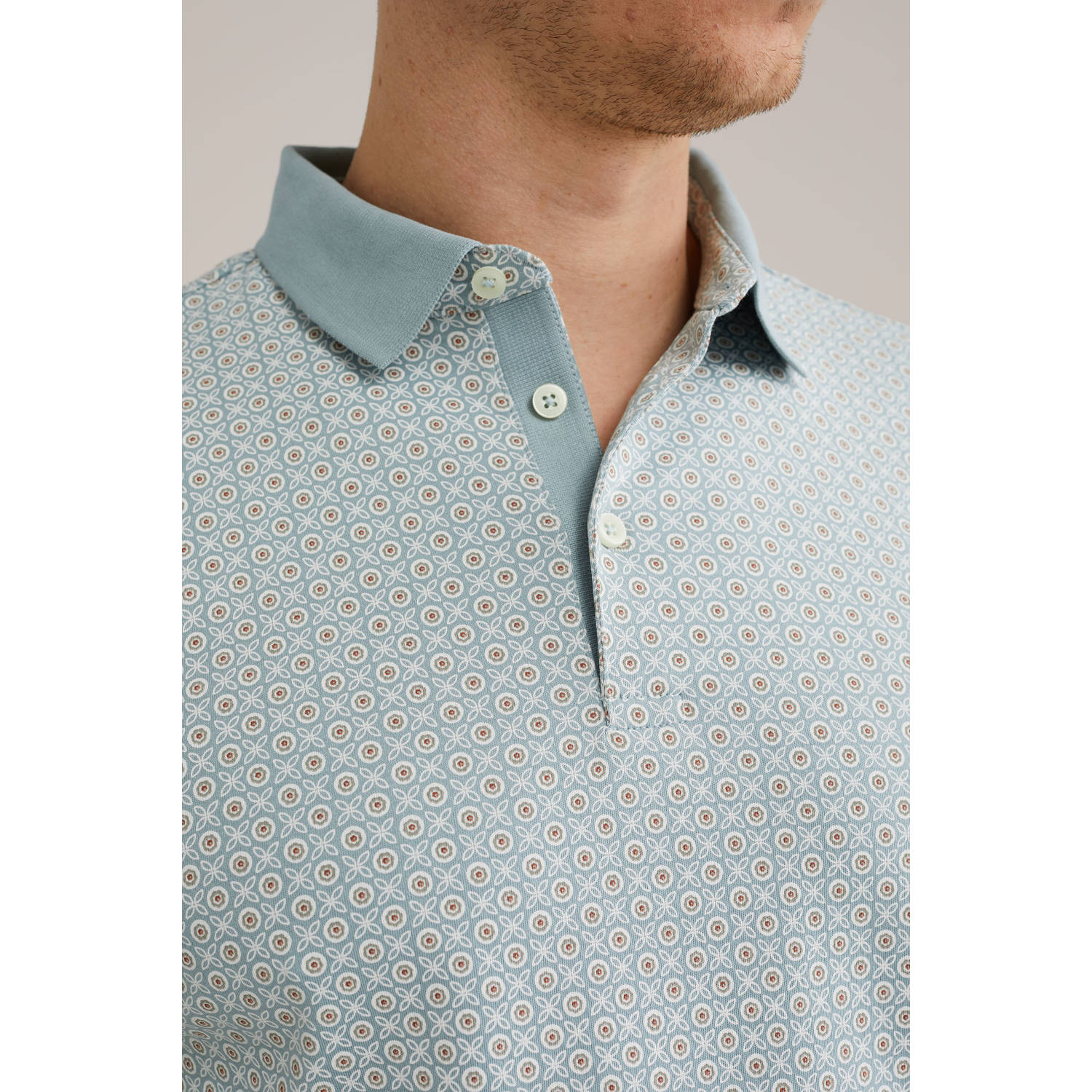 WE Fashion slim polo lichtblauw