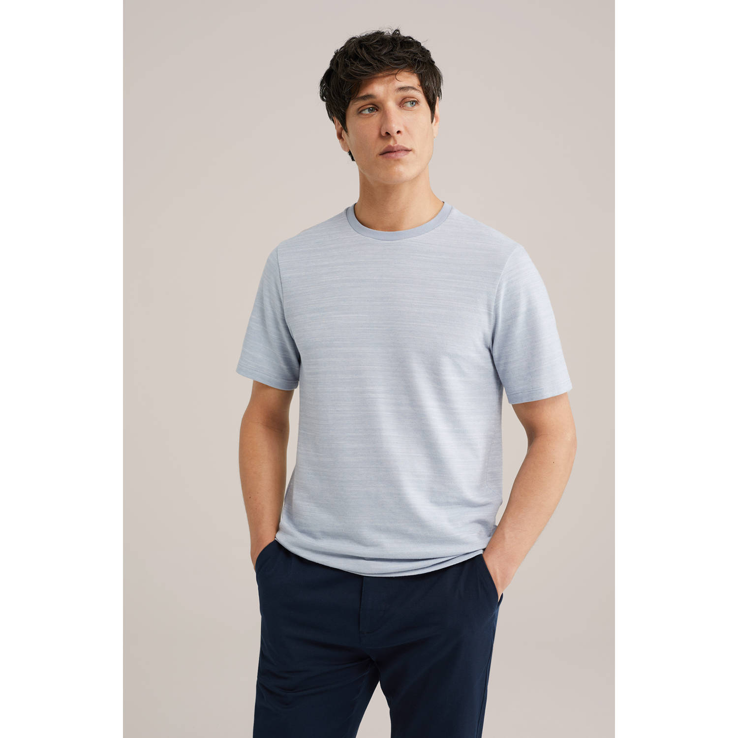 WE Fashion linnen T-shirt lichtblauw
