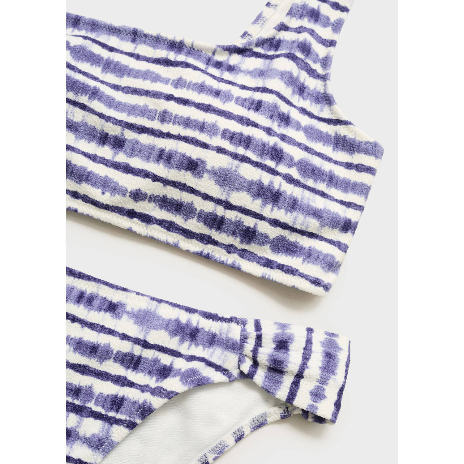 MANGO TEEN one shoulder bikini blauwpaars wit