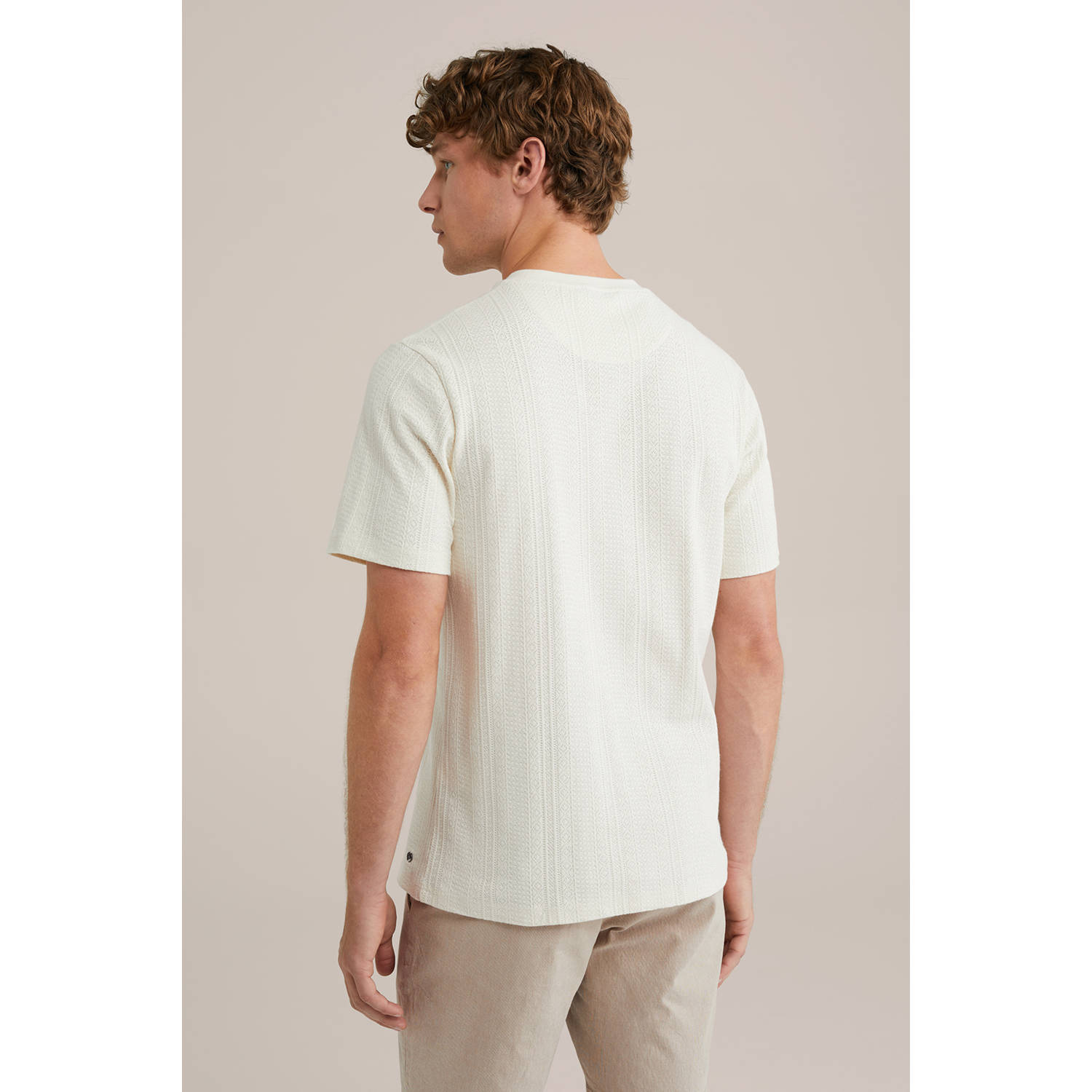 WE Fashion T-shirt met ingebreid patroon ecru
